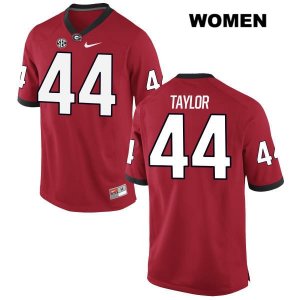 Women's Georgia Bulldogs NCAA #44 Juwan Taylor Nike Stitched Red Authentic College Football Jersey CUR8454IX